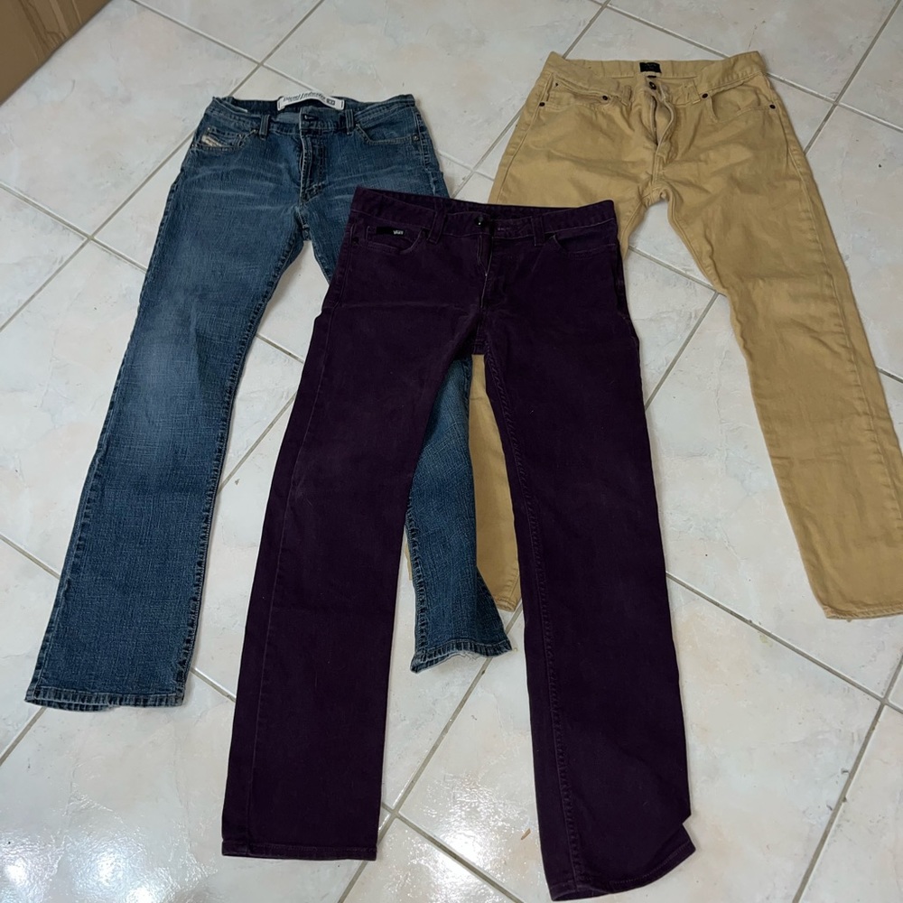 Diesel j crew Vans blue jeans beige purple 3 pair 30 31 donating 9/17